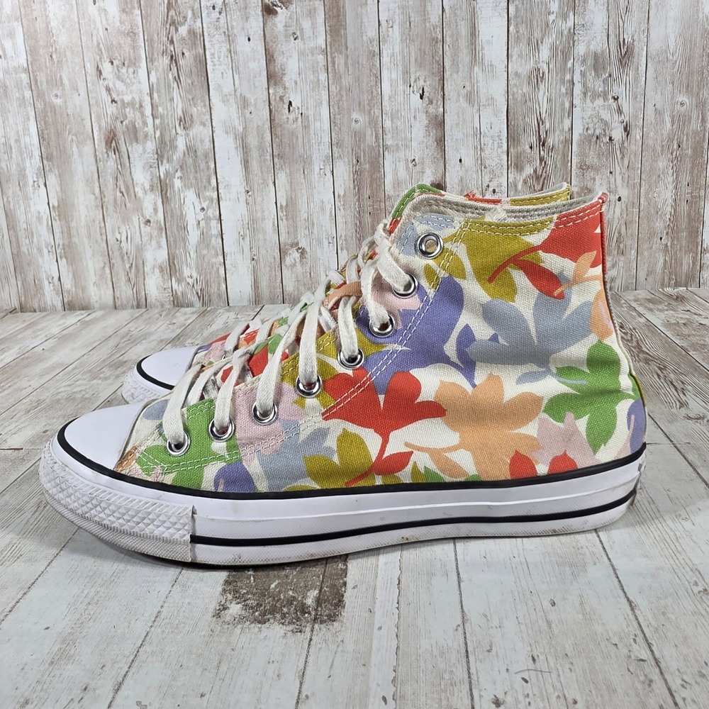 Converse Chuck Taylor All Star High Top Floral Leaf Sneakers Mens 7 Womens 9 - Picture 4 of 8